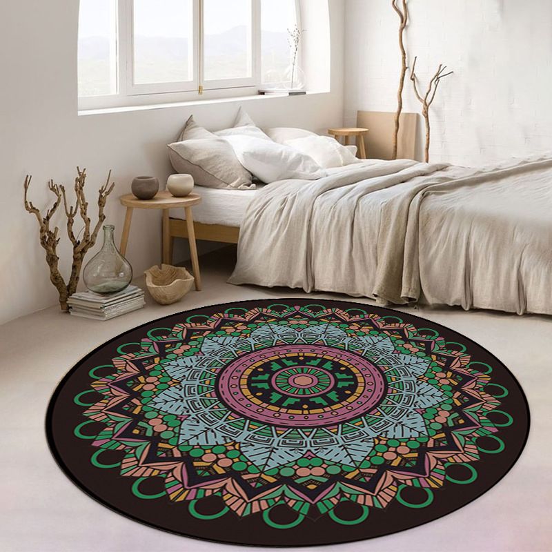 Apricot Flower Carpet Polyester Moroccan Carpet Washable Carpet for Living Room