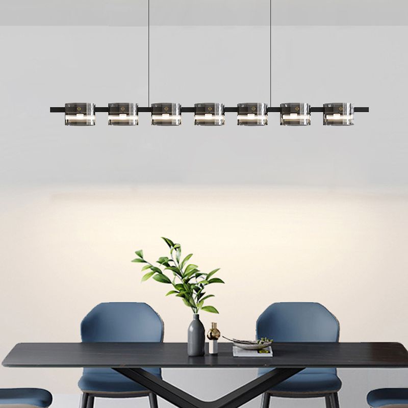 Modern Island Light LED Island Hanging Light with Glass Shade for Dining Room