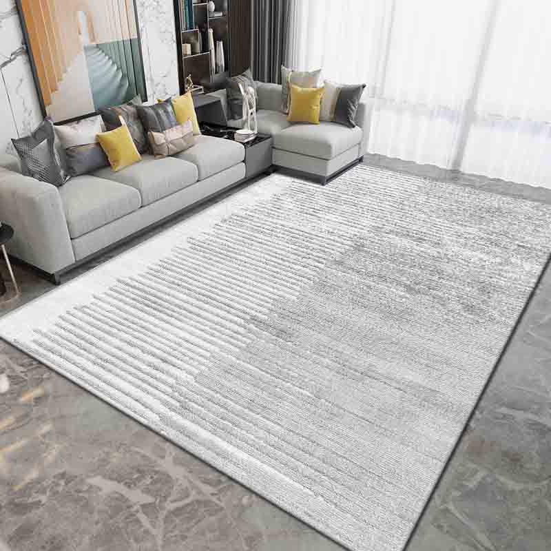 Gray Modern Rug Polyester Graphic Indoor Rug Non-Slip Backing Rug for Sitting Room