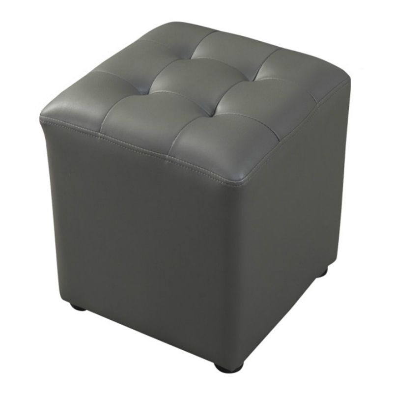 Dark Green Contemporary Pouf Pure Color Round Leather Indoor Pouf