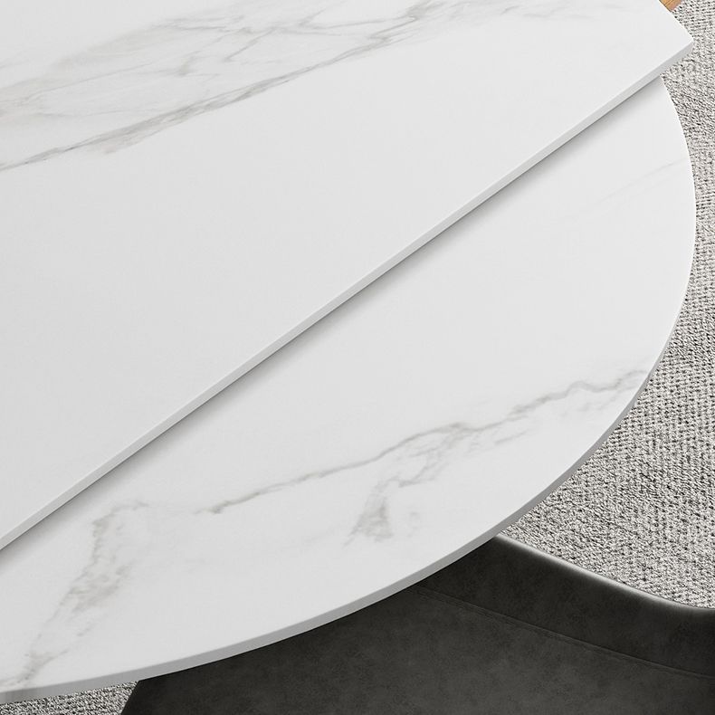 Modern Style Round 4 Legs Table Stone Dining Room Home Furniture with Drop-Leaf