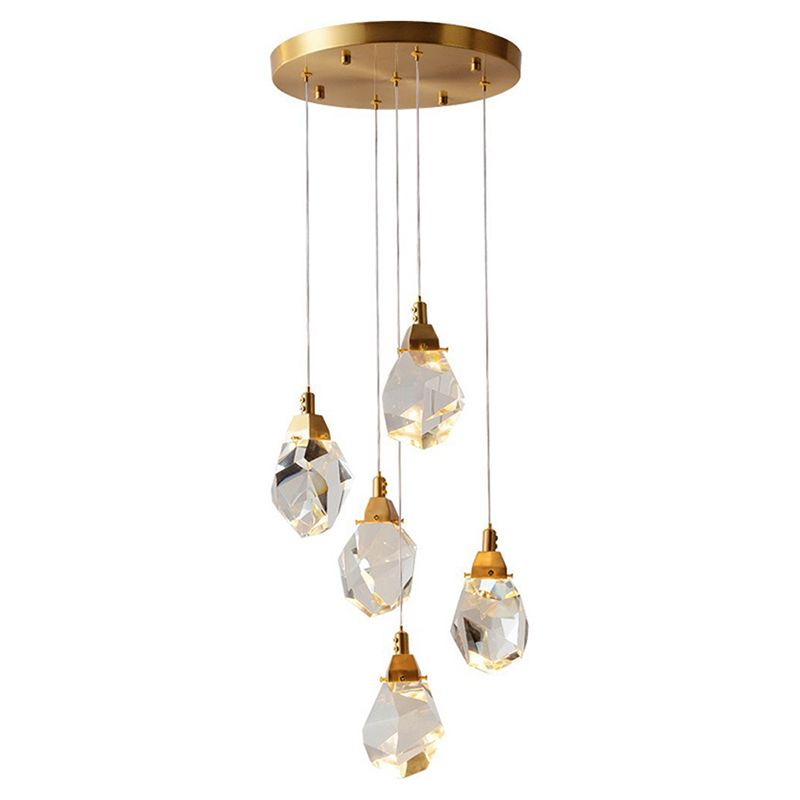 Geometric Hanging Light Fixtures Post-Modern K9 Crystal Ceiling Pendant for Stairwell