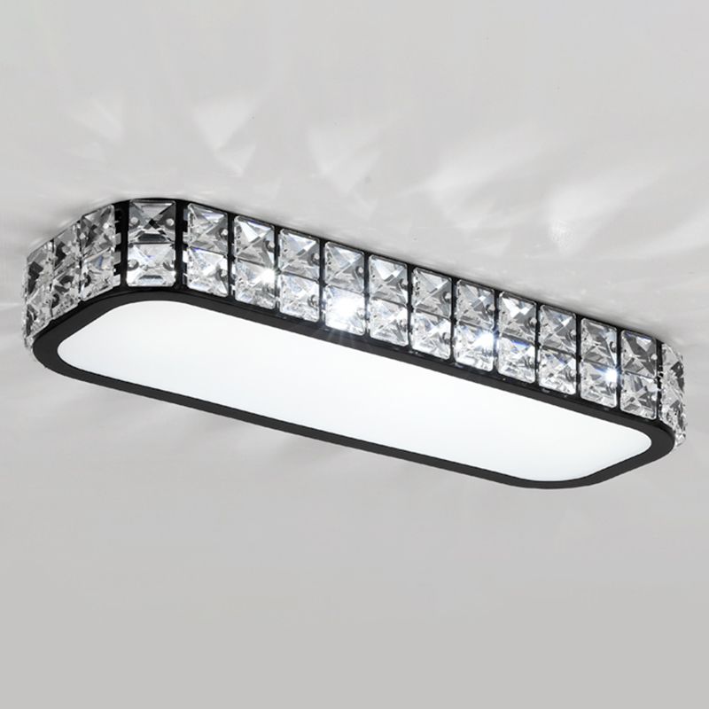 Rounded Rectangle Corridor Flush Light Crystal Artistic LED Flush Ceiling Light Fixture