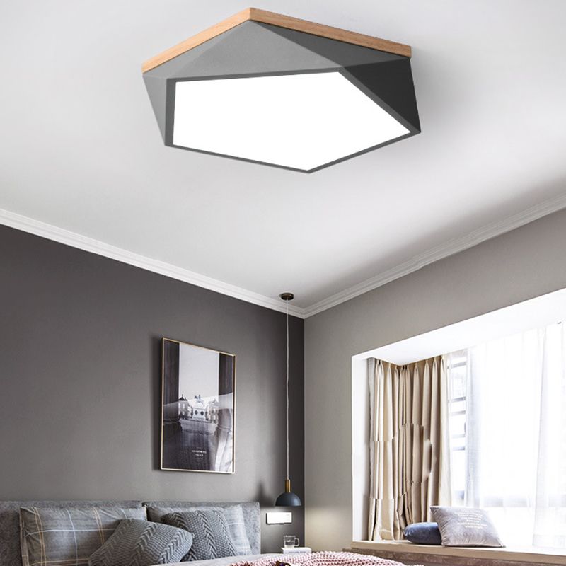 Modern Fashionable LED Ceiling Light Iron Geometric Macaron Flush Mount with Acrylic Shade