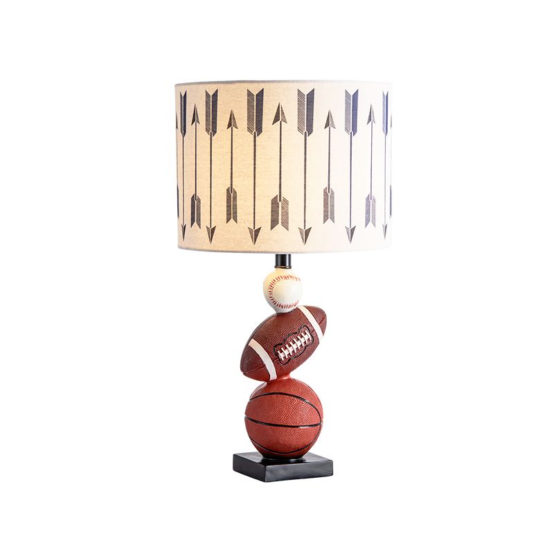 Zylinder Schlafzimmer Task Light Stoff 1 leichte Cartoon Nachttischlampe mit Kugeldekor in Braun