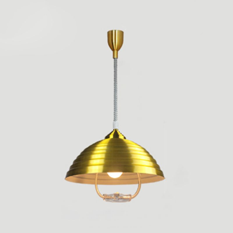 1-Licht-Hanglampe, moderne, gerippte Kuppelschatten-Metall-Anhänger Licht für Wohnzimmer
