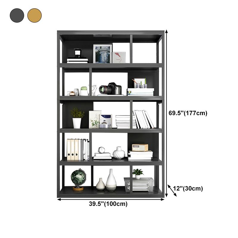 Vertical Metal Frame Etagere Bookshelf Manufactured Wood Shelf Bookcase for Living Room