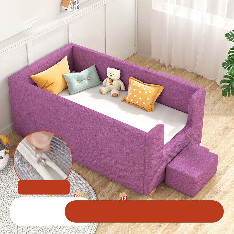 Scandinavian Nursery Crib Grey Purple Baby Crib with Guardrail