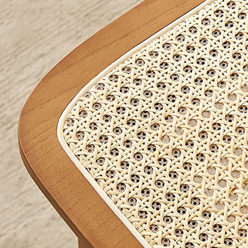 Contemporary Wood Bar and Counter Stool Rattan Low Back Stool with 4 Legs