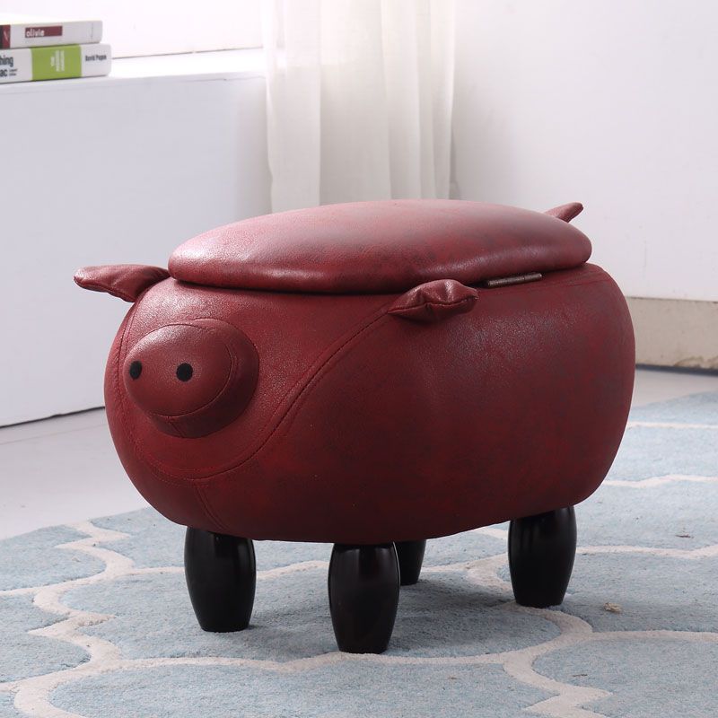 Contemporary Standard Ottoman Specialty Faux Leather Upholstered Pouf