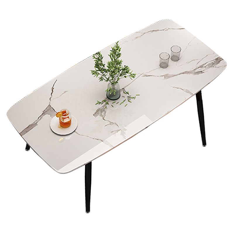 Metaal eigentijdse rechthoekige eettafel gesinterde stenen tafel met 4 metalen benen