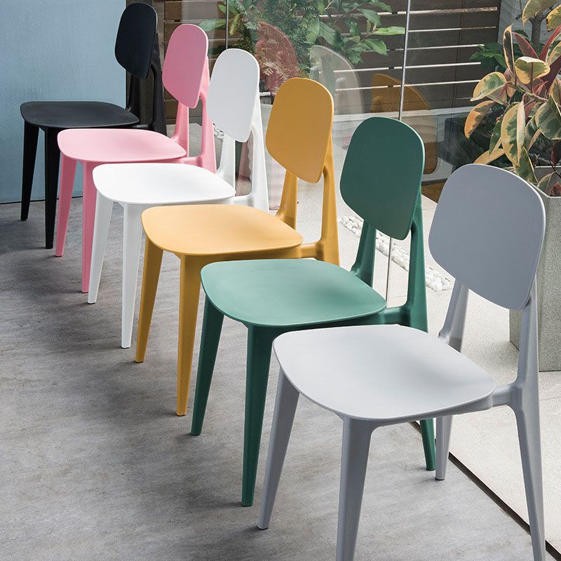 Silla sin brazos de comedor de plástico de estilo contemporáneo, respaldo abierto, sillas laterales para uso doméstico