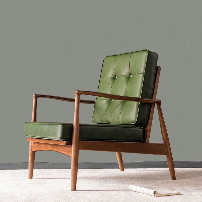 Basic Four Legs Lounge Chair Contemporary Tufted Cushions Accent Armchair