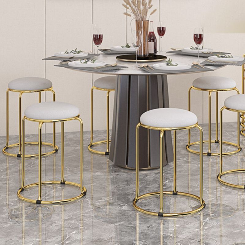 Faux Leather Mildew Resistant Ottoman Round Glam Solid Standard Ottoman