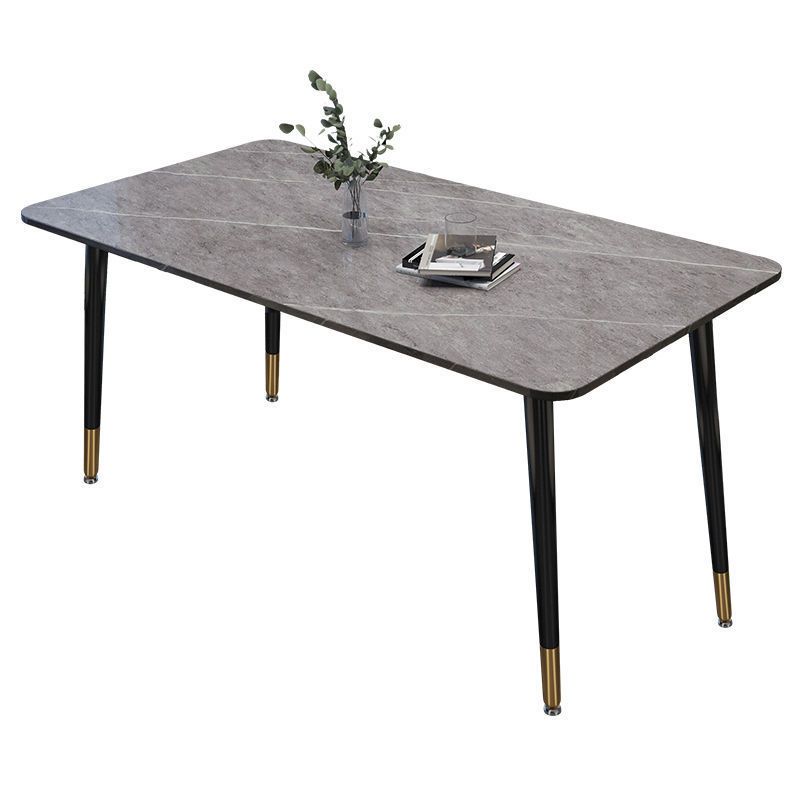 Contemporary Home Sintered Stone Scratch Resistant Dining Table Rectangle Table with 4 Legs Base