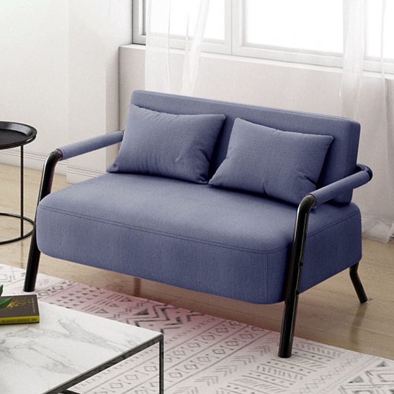 Contemporary Sofa with 2 Pillows Standard Square Arm Black Sofa