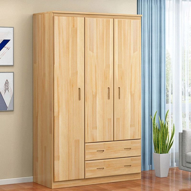Contemporary Style Wardrobe Armoire Wood Combination Armoire with Doors
