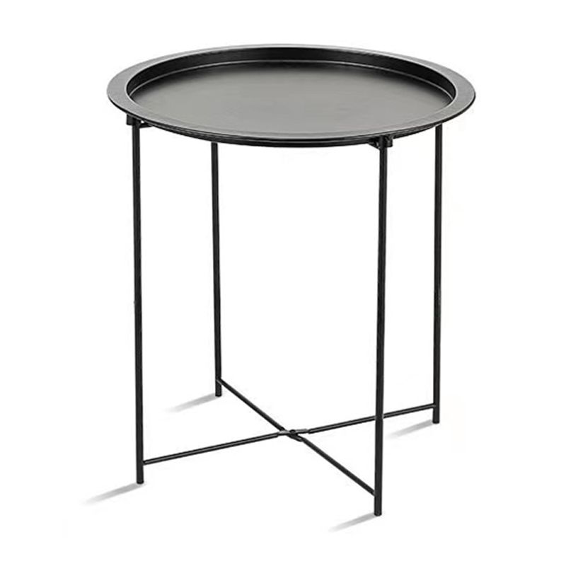 Mid-Century Cross Legs Side Table Metal Round Side End Table