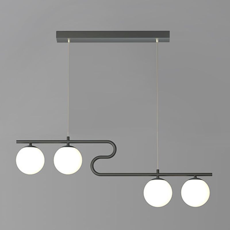 4-Light Contemporary Unique Linear Chandelier, Bulbs Included