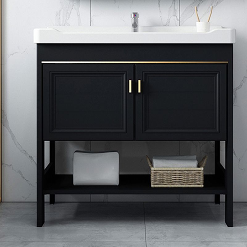 Shelving Included Bath Vanity Set Mirror Freestanding Vanity Set with Single Sink