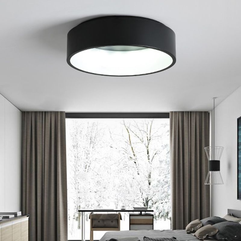 Plafonnier LED de forme ronde macaron moderne en aluminium 1 lumière encastré pour le salon