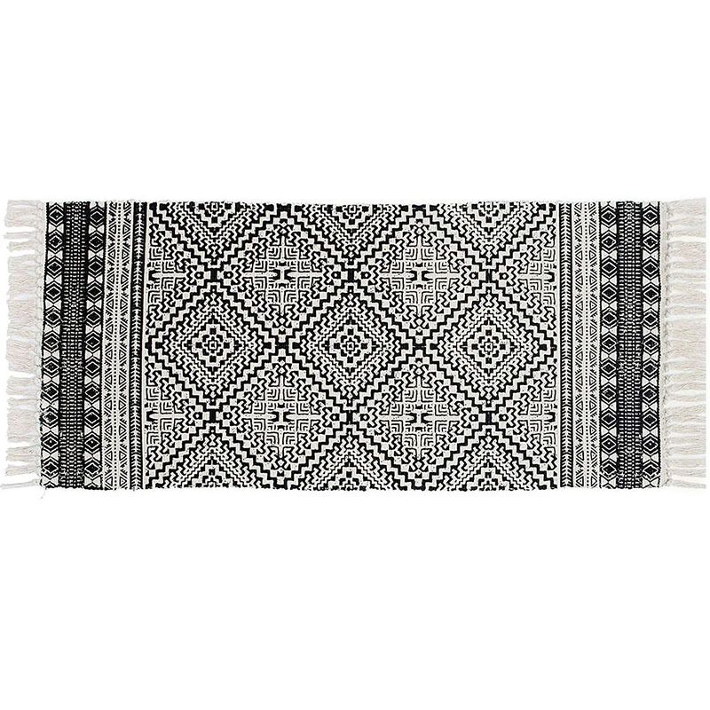 Élégant tapis de motif américain beige Cotton Bohemian Area Rapis Fringe pour chambre à coucher