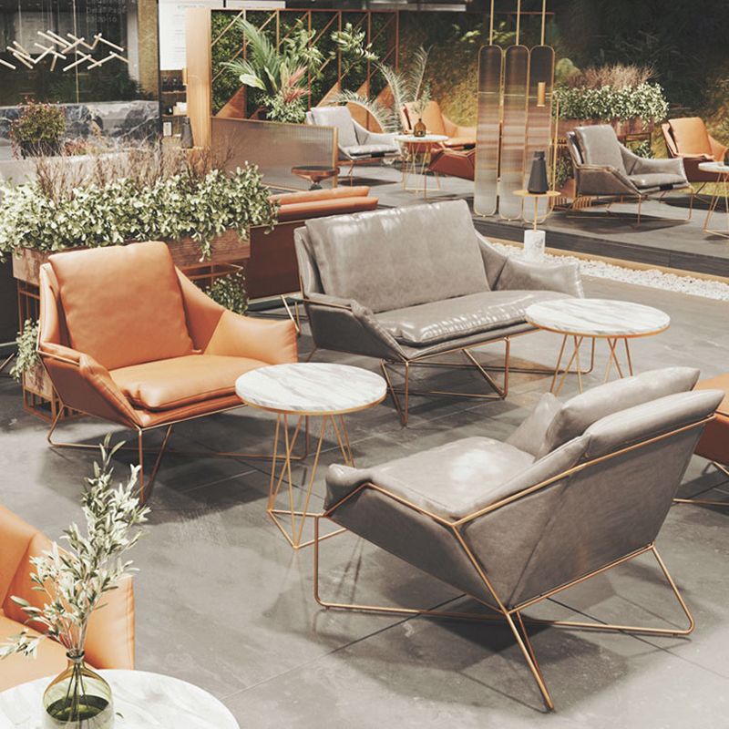 27.56" Wide Scandinavian Style Accent Armchair Cross Metal Frame Arm Chair