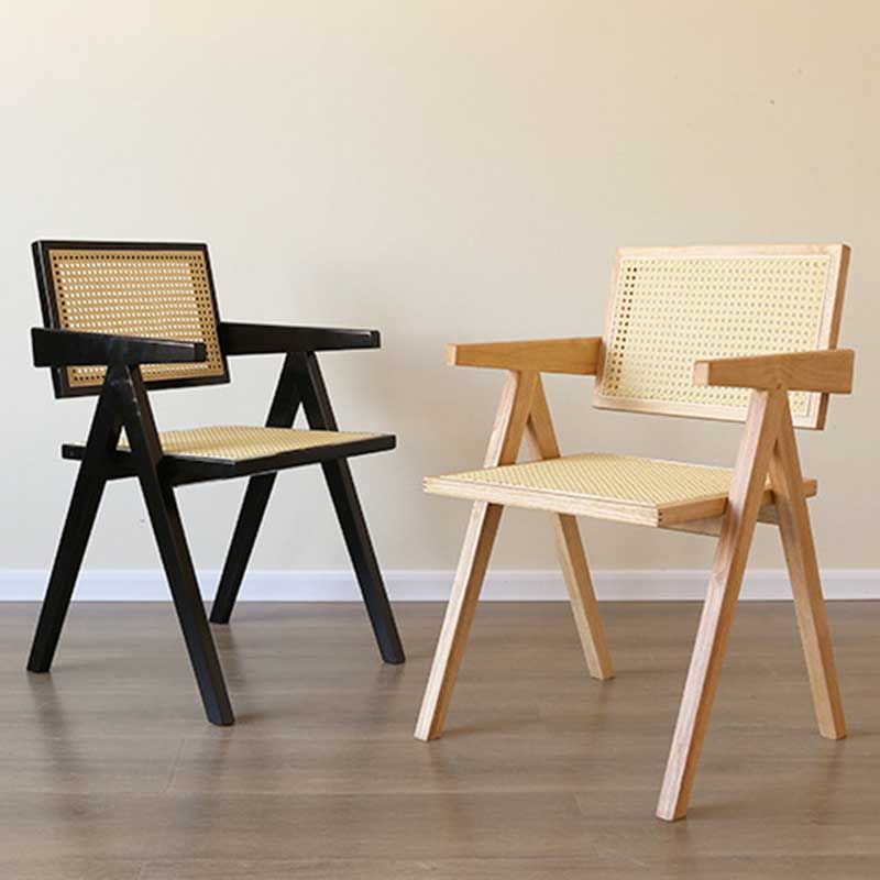 Chaise de salle à manger en bois massif ouvert contemporain
