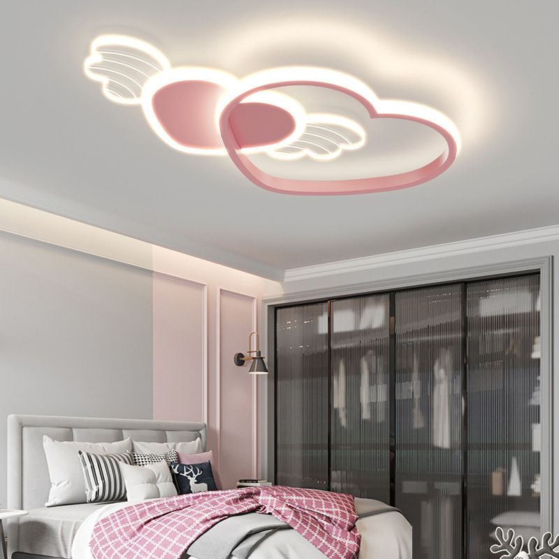 2-Light Pink Modern Flush Mount Lighting Acrylic Ceiling Light for Bedroom