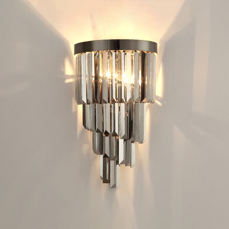 Crystal Geometric Shape Wall Sconce Modern Style 2 Lights Wall Light Fixture in Gray
