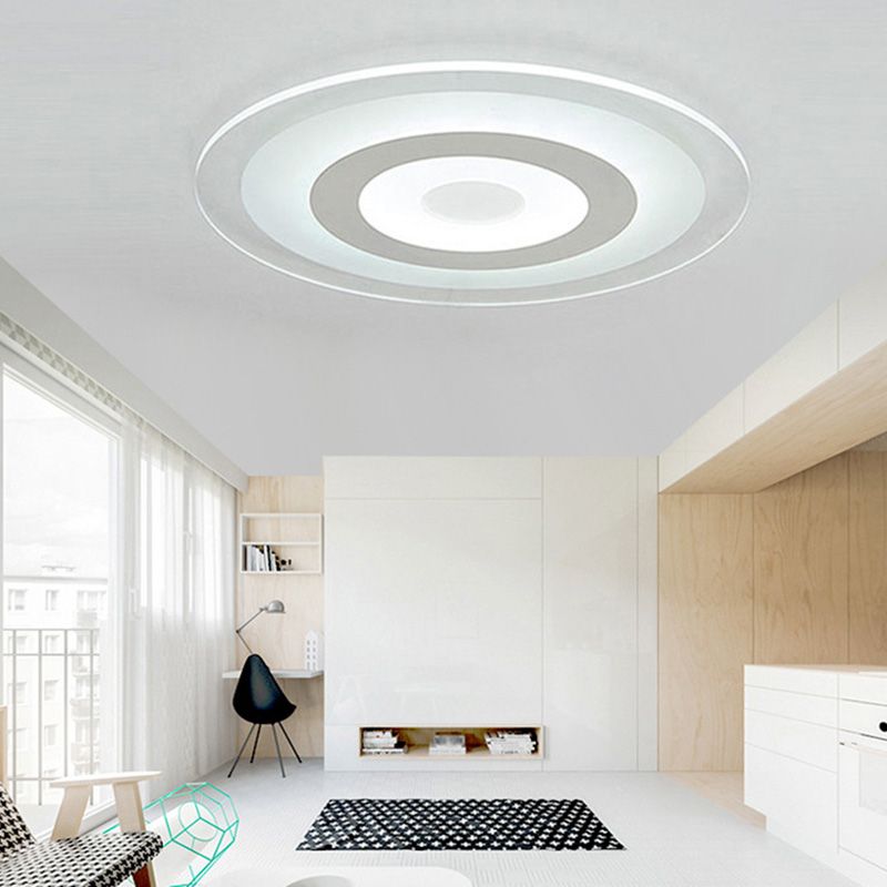 LED Slaapkamer Flush Mount Plafond Licht Armatuur Eenvoudige Witte Flush Mount Verlichting met ronde Acryl Schaduw