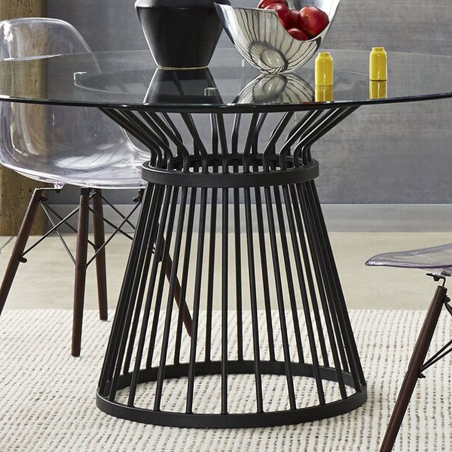 Runde transparente Esstisch Kiefernglas Tisch moderner Stil mit Sockel