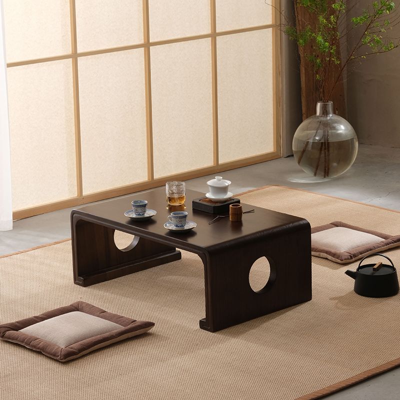 Solid Wood Single Coffee Table Rectangle Modern Sled Cocktail Table
