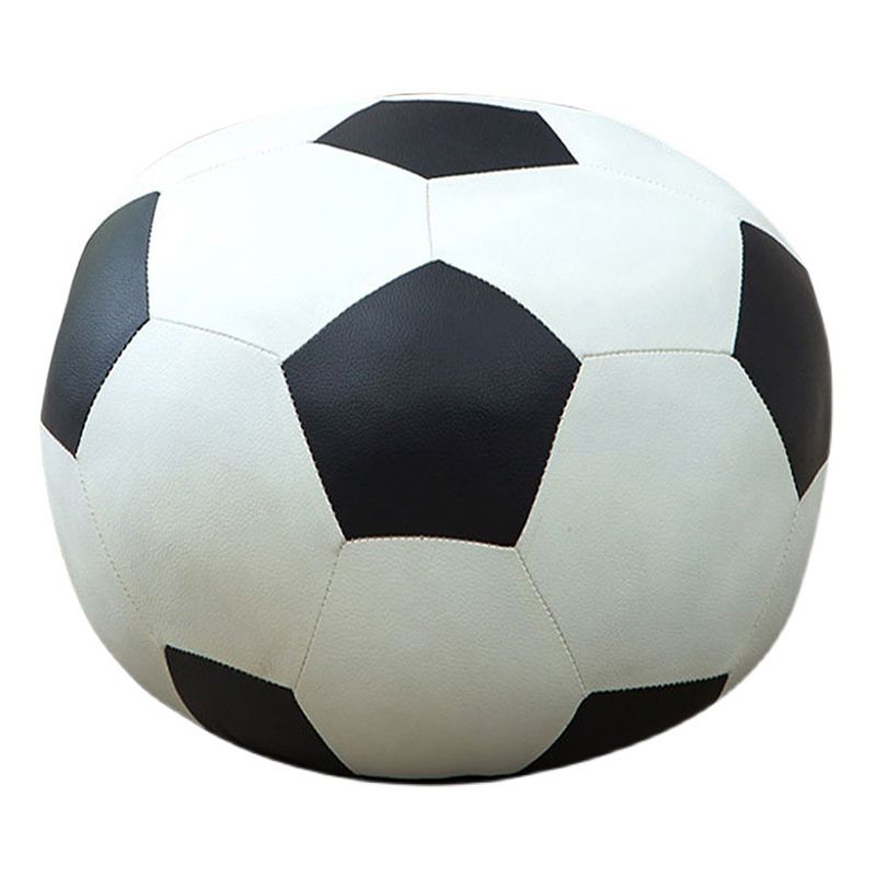 Contemporary Pouf Ottoman Faux Leather Upholstered Spherical Ottoman