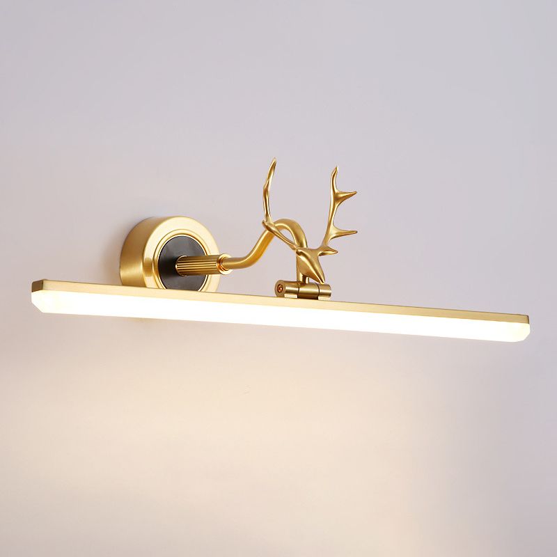 Elongated Vanity Wall Lights Vintage Simplicity Acrylic Wall Sconce with Antlers for Bathroom