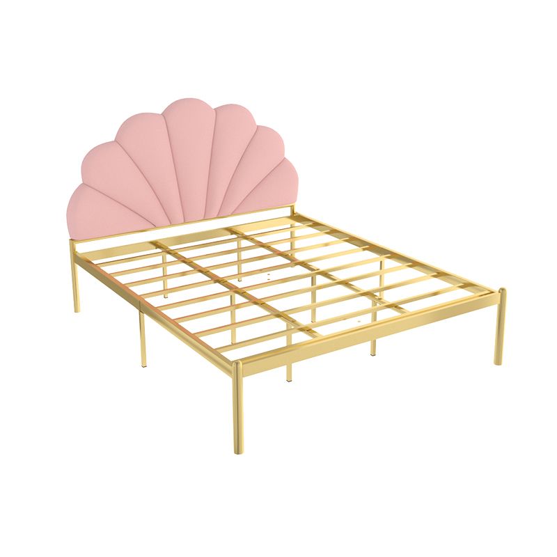 shell Suede Upholstered Headboard ,47 inch High Metal Panel Bed