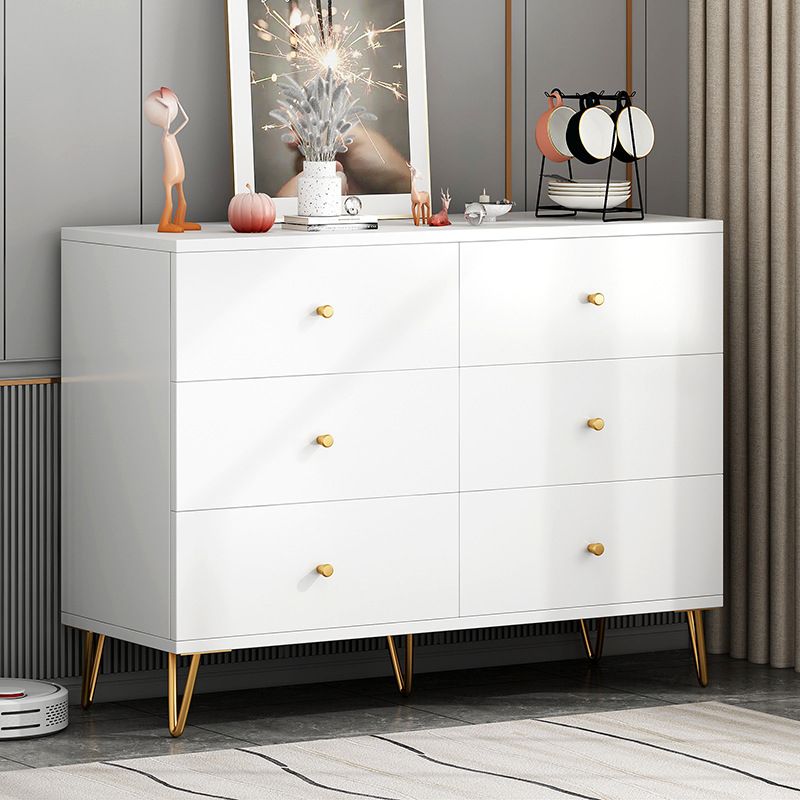 Glam Solid Wood Storage Chest Bedroom Chest in White with Drawers
