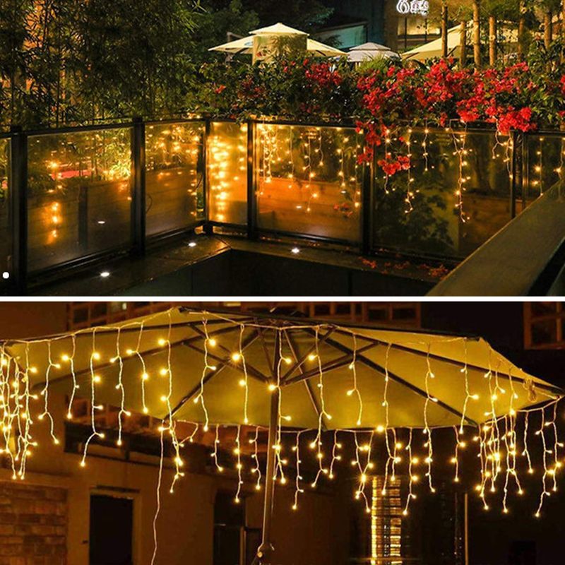 Nordic Icicles Curtain String Lights Plastic Outdoor LED Solar Christmas Light