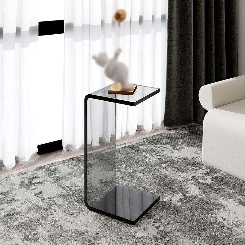 Modernistic Plastic Square Side End Table Modern Sled Sofa Side Accent Table