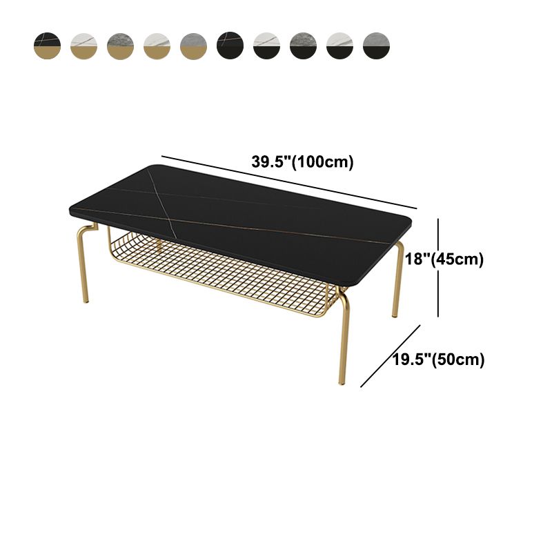 Glam Coffee Table with Slate Rectangle Top and 4 Legs Bunching Tables