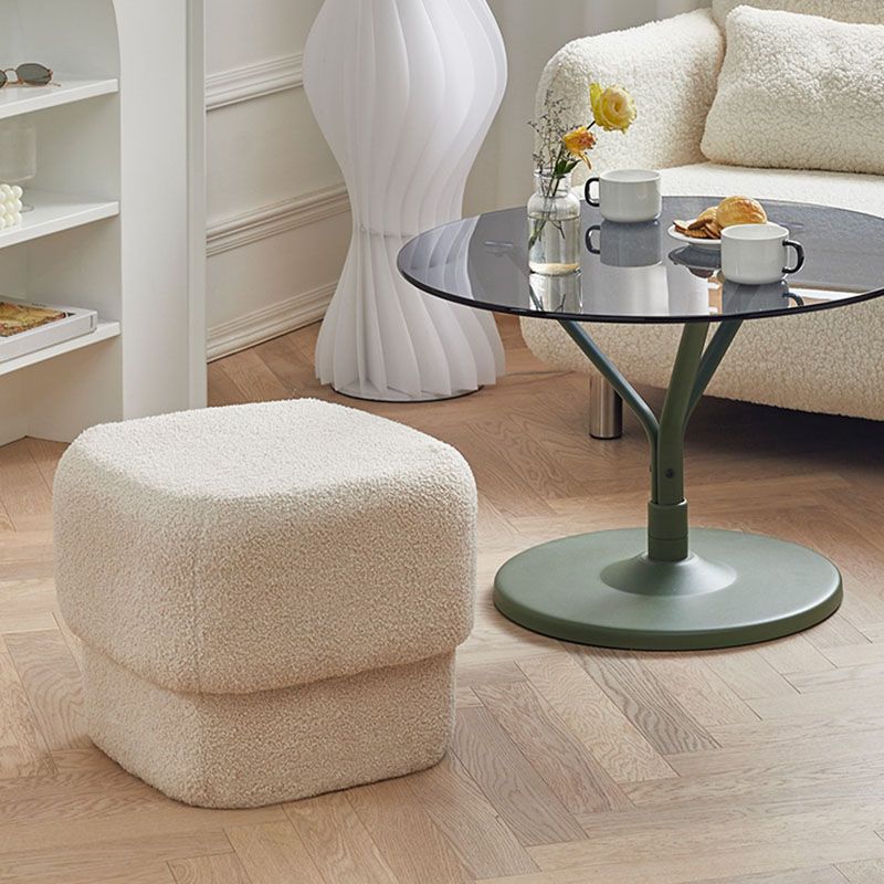 Solid Color Flannel Standard Stool Modern Simple Square Upholstered Stool