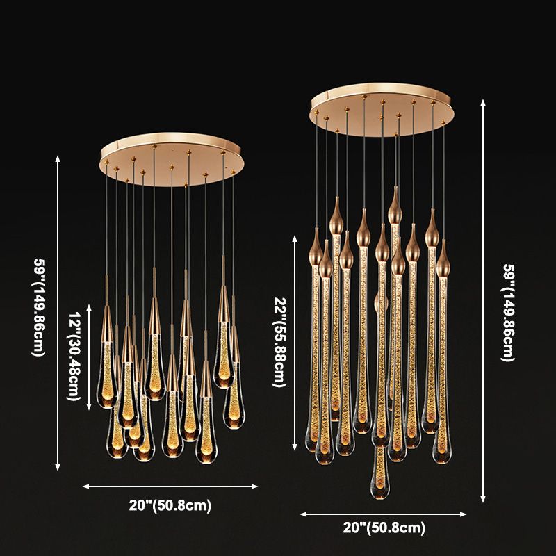 Tear Shape Crystal Hanging Light Fixture LED Simple Luxury Style Indoor Chandelier Pendant Light