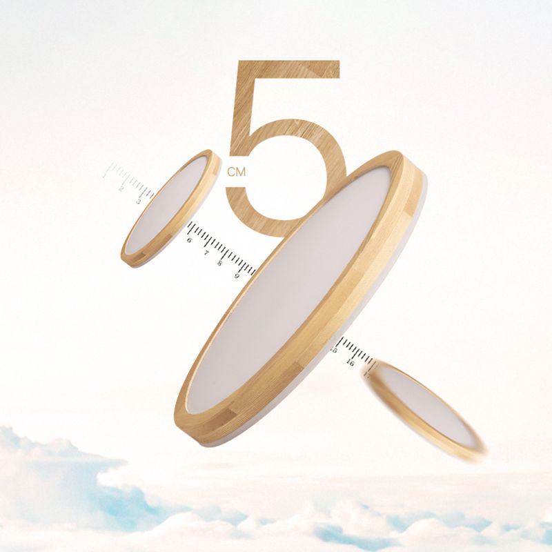 Wood Round Shape Flush Mount Light Modern 1 Light Flush Mount Lighting Fixtures in Brown