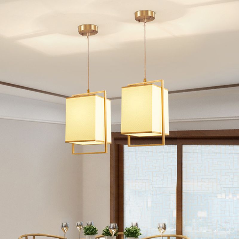 Minimalistische rechteckige Pendelleuchte Lampenmaterial 1 Kopf Diner hängende Licht mit Rahmen in Gold