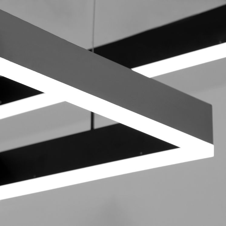 Modern Chandeliers For Dining Room Multiple Squares Pendant Lighting Fixtures in Black Finish