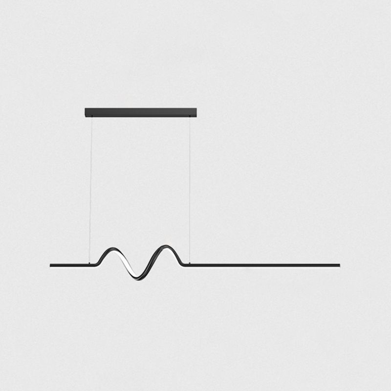 Linear Shape Island Lighting Ideas Contemporary Style Metal Island Pendants in Black