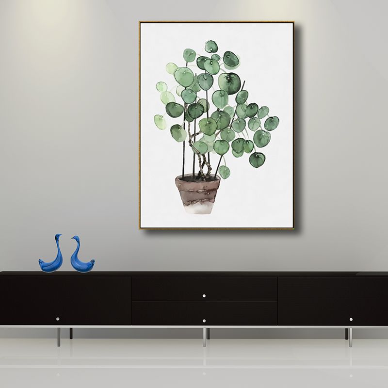 Bonsai Wall Art Decor Nordic Enchanting Botanical Canvas Print in Green for Bedroom