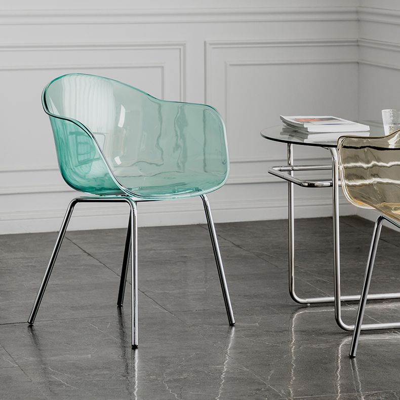 Contemporary Style Dining Chairs Arm Side Chair with Metal Legs for Kitchen