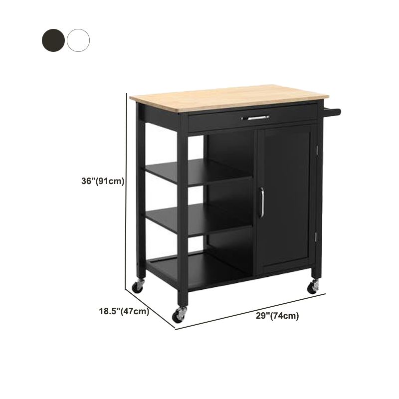 Modern Style 35.83"H Rolling Kitchen Cart Wood Rectangular Kitchen Island Cart