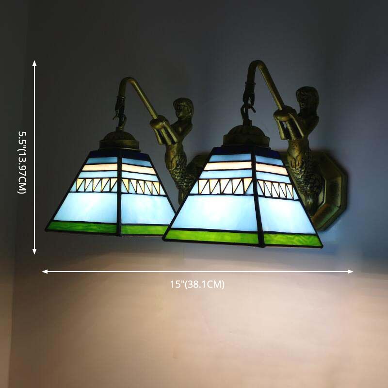 Retro Tiffany Style Armed Vanity Wall Lights Glass Vanity Lamp